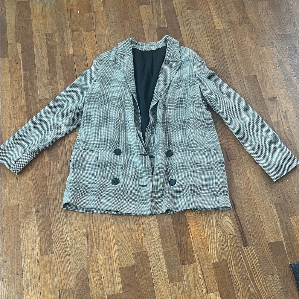 All Saints Gray Checkered Blazer